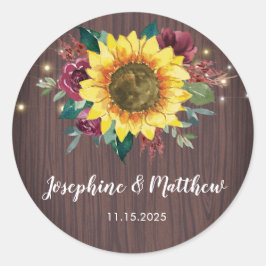 ひまわり素朴フローラライトウッド結婚ズ ラウンドシール
