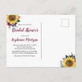 ひまわり素朴フローラライトブライダルシャワー インビテーションポストカード (裏面)