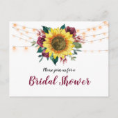 ひまわり素朴フローラライトブライダルシャワー インビテーションポストカード (正面)