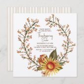 ひまわり素朴フローラリース感謝祭ディナー 招待状 (正面/裏面)