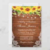 ひまわり素朴フローラレースウッドライト 招待状 (正面)