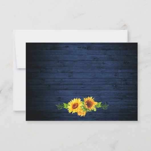 ひまわり素朴フローラレースブルーウッドライトRSVP 出欠カード (裏面)