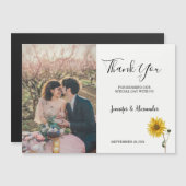 ひまわり素朴フローラ写真ありがとう マグネット招待状 (正面/裏面)