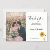 ひまわり素朴フローラ写真ありがとう マグネット招待状 (正面)