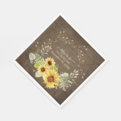 ひまわり素朴フローラ水彩ブライダルシャワー スタンダードランチョンナプキン (角)