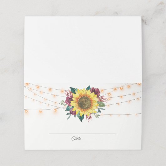 ひまわり素朴フローラ水彩ラ結婚イト プレイスカード (外部開封)