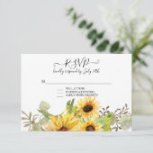 ひまわり素朴フローラ水彩リースRSVP 出欠カード (スタンド正面)