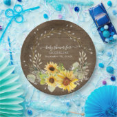 ひまわり素朴フローラ水彩赤ちゃんシャワー ペーパープレート (パーティー)