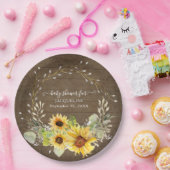 ひまわり素朴フローラ水彩赤ちゃんシャワー ペーパープレート (パーティー)