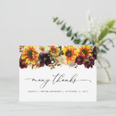 ひまわり素朴フローラ秋ブルゴーニュ結婚ーズ サンキューカード (スタンド正面)