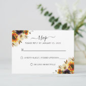 ひまわり素朴フローラ秋秋の結婚式RSVP 出欠カード (スタンド正面)