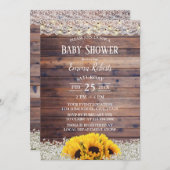 ひまわり素朴フローラ紐灯ベビーシャワー 招待状 (正面/裏面)