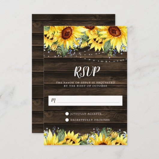 ひまわり素朴フローラ紐灯 出欠カード (正面/裏面)