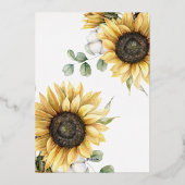 ひまわり素朴フローラ結婚バラ金ゴールド 箔招待状 (裏面)