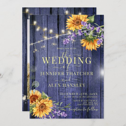 ひまわり素朴フローラ結婚式招待状 招待状 (正面/裏面)