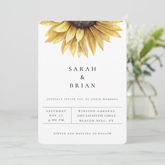 ひまわり素朴フローラ結婚式招待状 案内状 (スタンド正面)