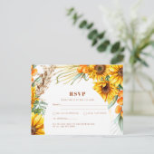 ひまわり素朴フローラ結婚式RSVPはがき ポストカード (スタンド正面)