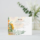 ひまわり素朴フローラ結婚式RSVPはがき ポストカード (スタンド正面)