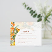 ひまわり素朴フローラ結婚式RSVPはがき ポストカード (スタンド正面)