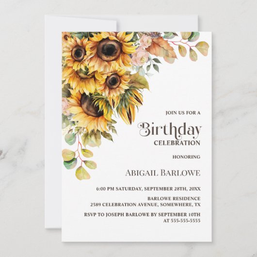 ひまわり素朴フローラ誕生会 招待状 (正面)