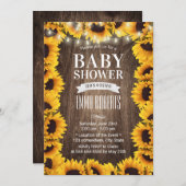 ひまわり素朴フローラ額縁赤ちゃんシャワー 招待状 (正面/裏面)