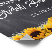 ひまわり素朴フローラ黒板ブライダルシャワー ポスター (角)