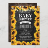 ひまわり素朴フローラ黒板ベビーシャワー 招待状 (正面/裏面)