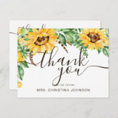 ひまわり素朴ブライダルシャワーありがとう ポストカード (正面/裏面)