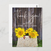 ひまわり素朴ブライダルシャワーありがとう ポストカード (正面/裏面)