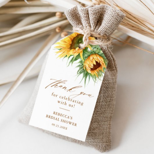 ひまわり素朴ブライダルシャワーお願い ギフトタグ