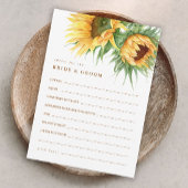 ひまわり素朴ブライダルシャワーアドバイス エンクロージャーカード