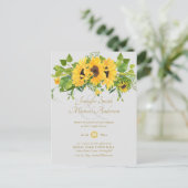 ひまわり素朴ブライダルシャワーアンパサンドカップル ポストカード (スタンド正面)