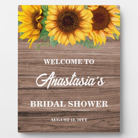 ひまわり素朴ブライダルシャワーウェルカムサイン フォトプラーク (正面)