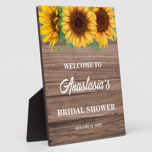 ひまわり素朴ブライダルシャワーウェルカムサイン フォトプラーク (側面)