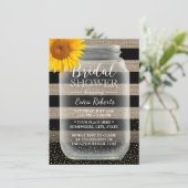 ひまわり素朴ブライダルシャワーメイスンジャー&ストライプ 招待状 (スタンド正面)