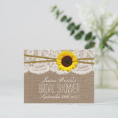 ひまわり素朴ブライダルシャワーレシピカード インビテーションポストカード (スタンド正面)