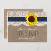ひまわり素朴ブライダルシャワーレシピカード インビテーションポストカード (正面/裏面)