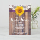 ひまわり素朴ブライダルシャワーレースバーンドウッド 招待状 (スタンド正面)