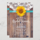 ひまわり素朴ブライダルシャワーレースバーンドウッド#2 招待状 (正面/裏面)