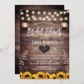 ひまわり素朴ブライダルシャワーヴィンテージ灯 招待状 (正面/裏面)