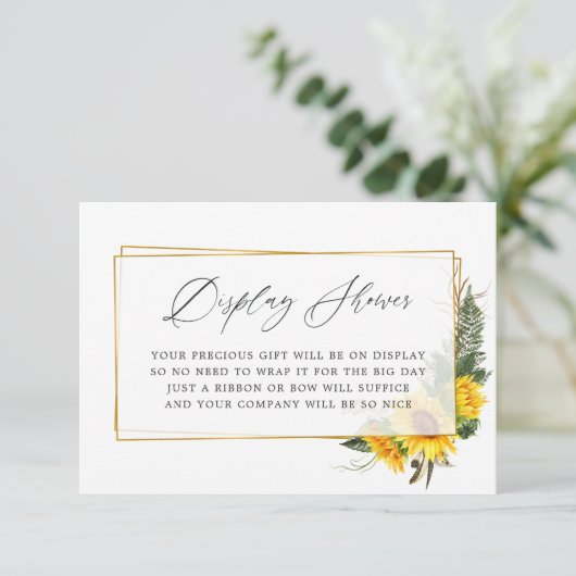 ひまわり素朴ブライダルシャワー表示シャワー エンクロージャーカード (スタンド正面)