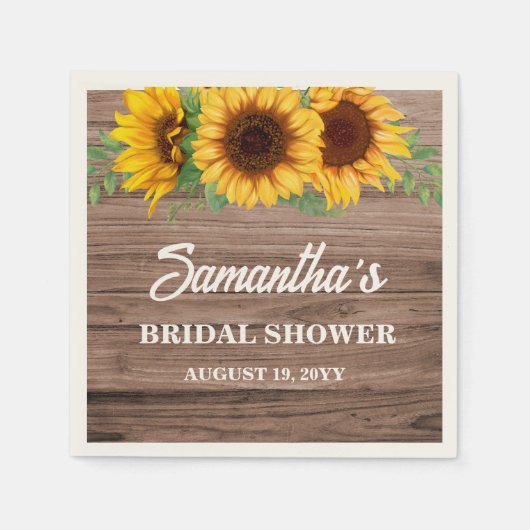 ひまわり素朴ブライダルシャワー スタンダードカクテルナプキン (正面)