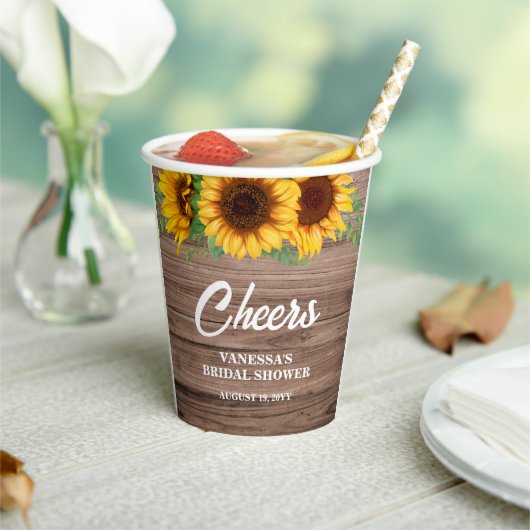 ひまわり素朴ブライダルシャワー 紙コップ (インサイチュ)