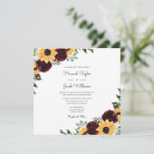 ひまわり素朴ブルゴーニュバラユーカリ結婚ス 招待状 (スタンド正面)