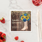 ひまわり素朴ブルーバラブーツキンセアニラ スタンダードカクテルナプキン (インサイチュ)