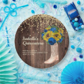 ひまわり素朴ブルーバラブーツキンセアニラ ペーパープレート (パーティー)