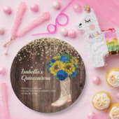 ひまわり素朴ブルーバラブーツキンセアニラ ペーパープレート (パーティー)