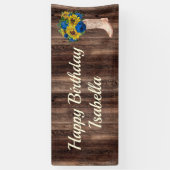 ひまわり素朴ブルーバラブーツハッピーバースデー 横断幕 (縦)