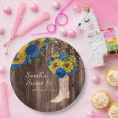 ひまわり素朴ブルーバラブーツSweet 16 ペーパープレート (パーティー)