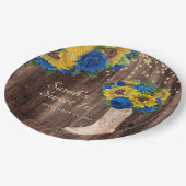 ひまわり素朴ブルーバラブーツSweet 16 ペーパープレート (アングル)